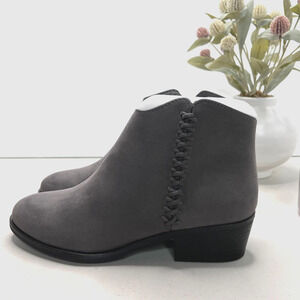 Mia Jaice Heeled Ankle Bootie Dark Gray Side Zipper Block Women's US 6.5 NWOB